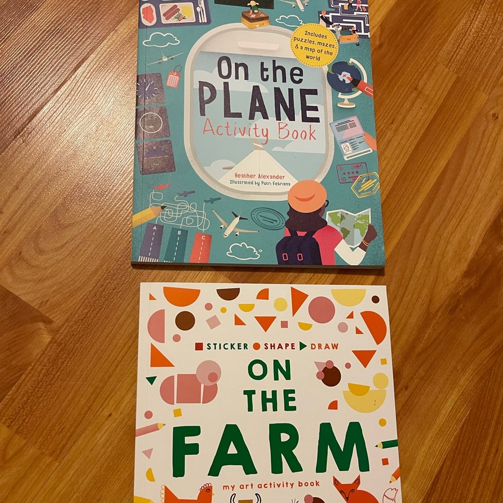 NEW Usborne Books On The Farm & On the Plane Activity Books